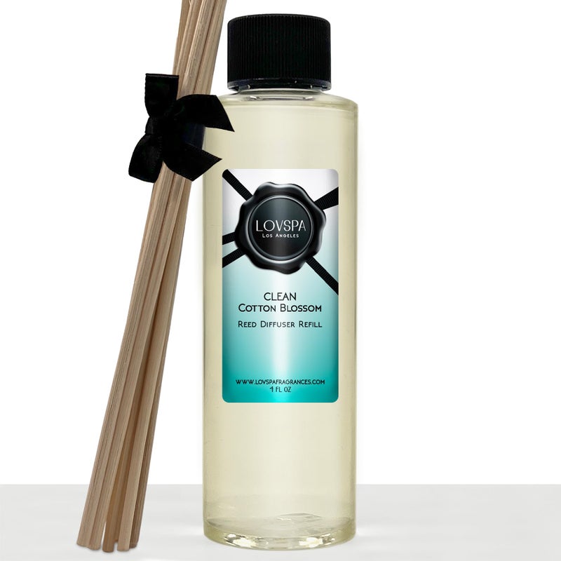 LOVSPA Clean Cotton Blossom Diffuser Oil - Luxury Essential Oils for Diffuser Refill & Air Freshener Room Spray - Long-Lasting & Natural Home Fragrance, Scented Oil for Diffusers, USA Made, 4oz - Image 1